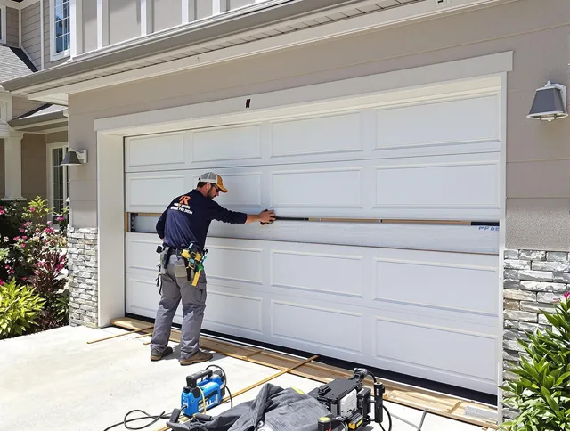 North Haven Garage Door Repair team performing complete garage door replacement at North Haven residence