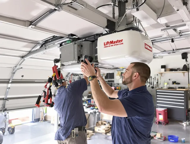 North Haven Garage Door Repair technician performing advanced diagnostics on garage opener in North Haven